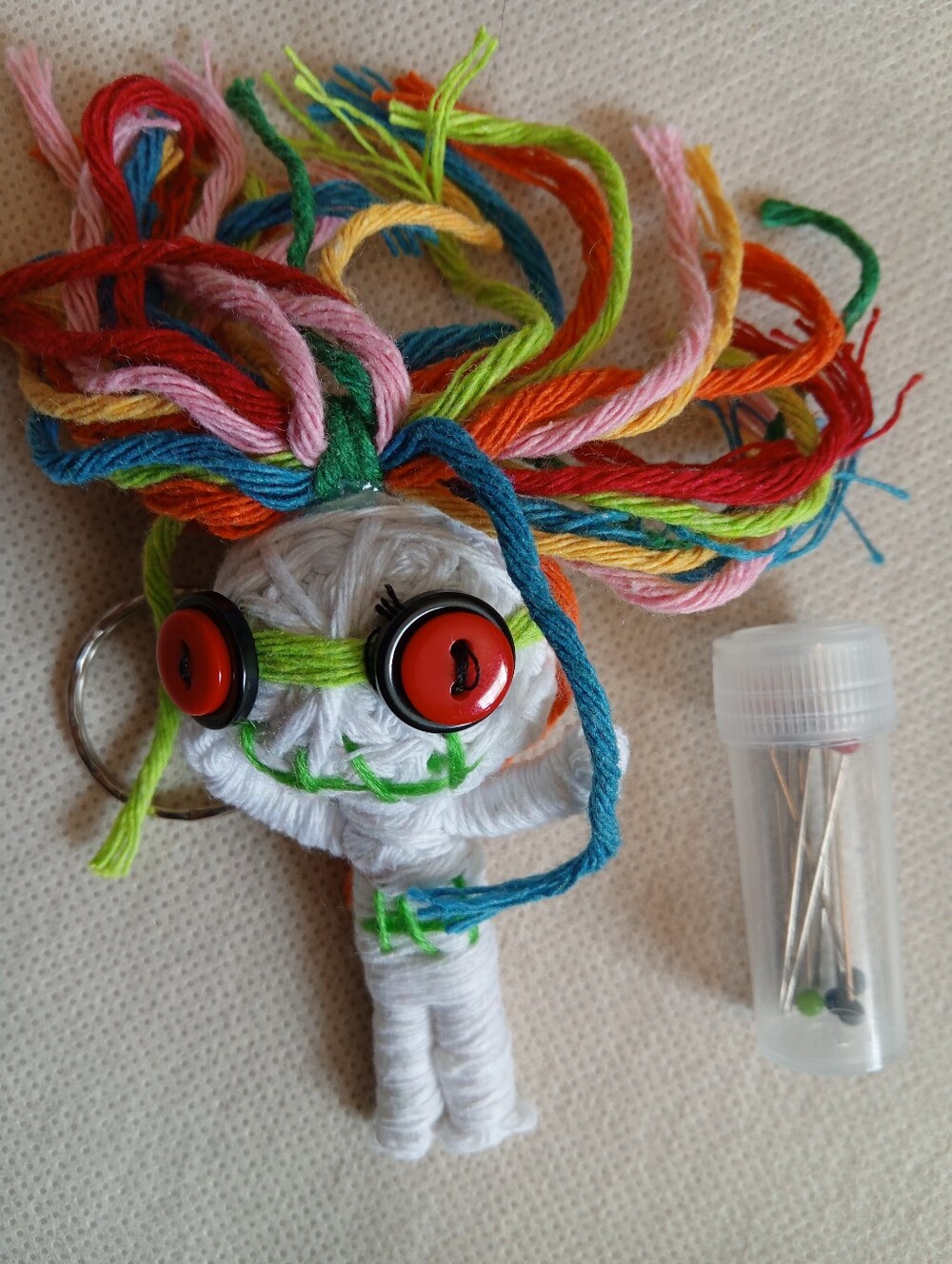 Multicolor Yarn Voodoo Doll Keychain